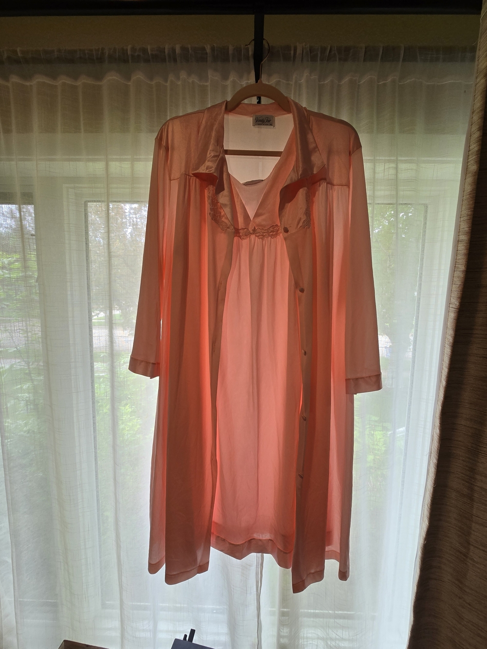 Vanity Fair Pink Slip Nightgown with Lace Accents
